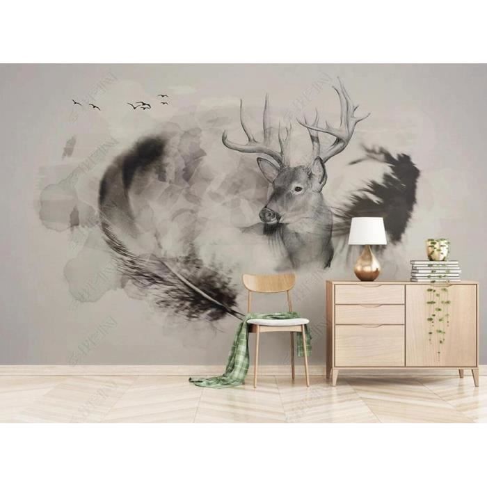 Papier Peint Autocollant 3D Cerf - Effet Mural, Amovible, Déco Facile, Sinsin