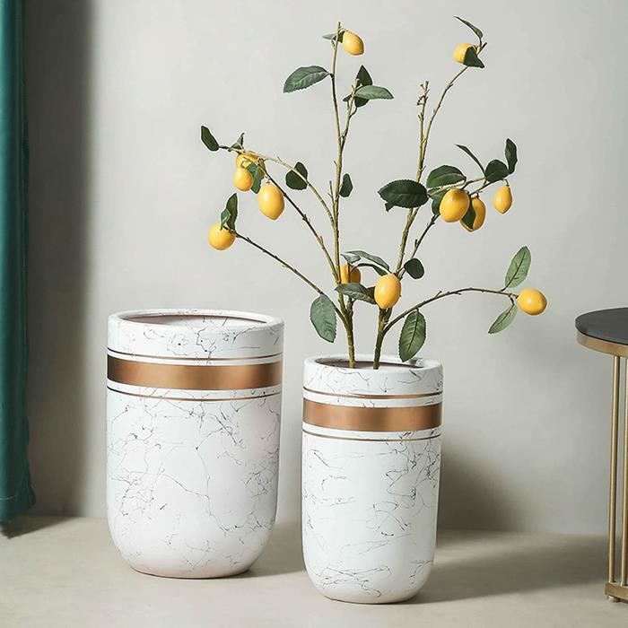 Pot de fleurs avec pot intérieur 74L, ovale, Blanc, 393x593x585 mm