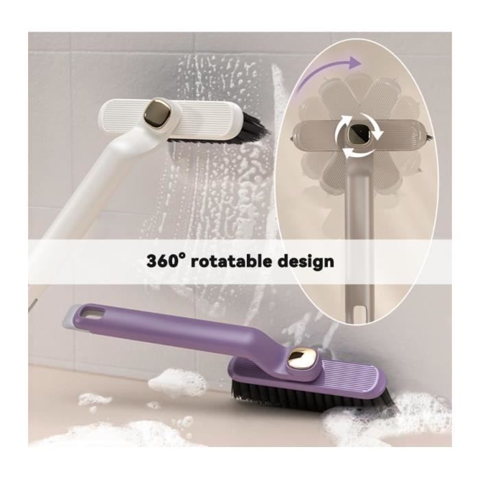 Brosse 3-en-1 Récurer + Raclette Sgizoku – Manche Long Réglable 30 Cm à 2 M, Nettoyage Sol, Terrasse, Douche, Voiture