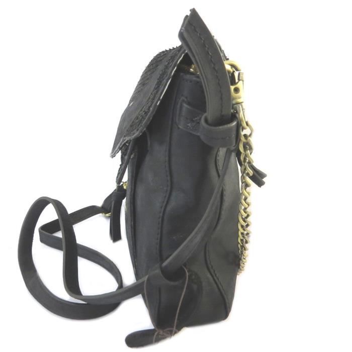 Sac cuir Anaik noir reptile 32x21x5.5 cm P4325 Noir noir