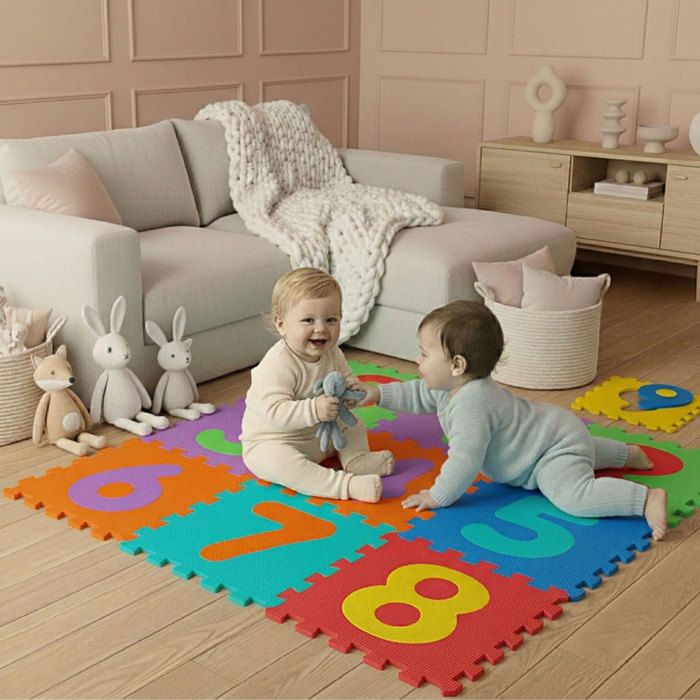 LittleTom 8 Dalles Tapis De Sol Enfants 50x50cm Mousse EVA Puzzle Antidérapant - Jeu Bébé