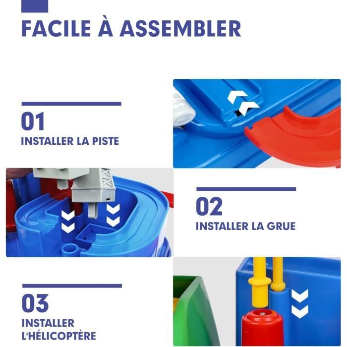 BASAMOU Circuit De Voiture Enfant 3-6 Ans – Piste D’aventure Avec Hélicoptère Et 4 Voitures, 6 Boutons, Jeu éducatif Montessori