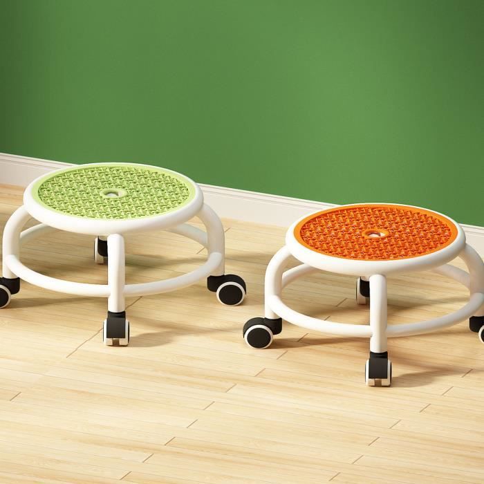 Tabouret Siège à Roulettes Rond Blanc - Tabouret Pédicure Pivotant 360° Confortable Pour Bureau Et Salon