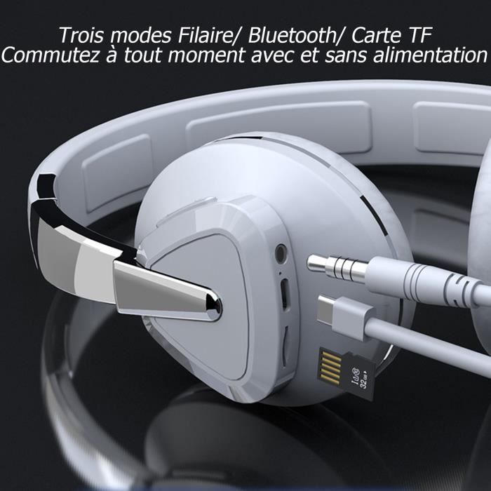 Casque 2 En 1 Bluetooth® Et Filaire Confortable Et Pliable – Blanc/argenté  - Casque bluetooth BUT