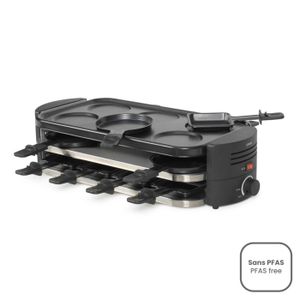 Appareil à Raclette Voohek – 3 Spatules + 3 Poêlons – Grille BBQ – 700W – Noir