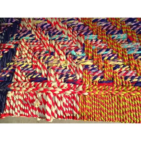 Long Banc Indien Avec Assise En Cordage Ficelle Multicolor 3