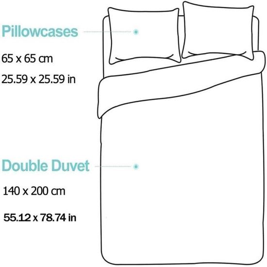 Housse De Couette 200x200 + 2 X Taie D'Oreiller 65x65cm- Microfibre Parure De Lit Adulte - Style