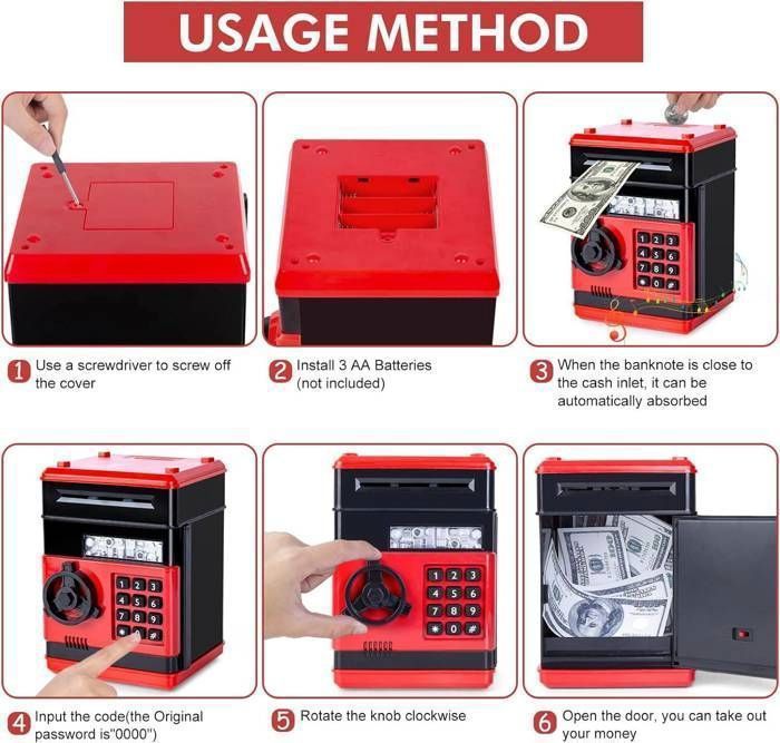 Tirelire Pour Enfants, Coffre-Fort Avec Mot De Passe Pour Garçons Et Filles, Cadeaux D'Anniversaire, Tirelire Électronique Pour Enfants, Banque D'Épargne ATM, Coffre-Fort Pour Pièces De Monnaie