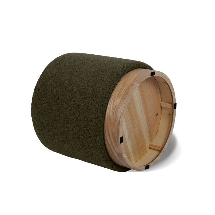 Sicaan Pouf Coffre Juliette Bouclette Kaki - Siège Rangement Scandinave Tendance Avec Espace Intérieur