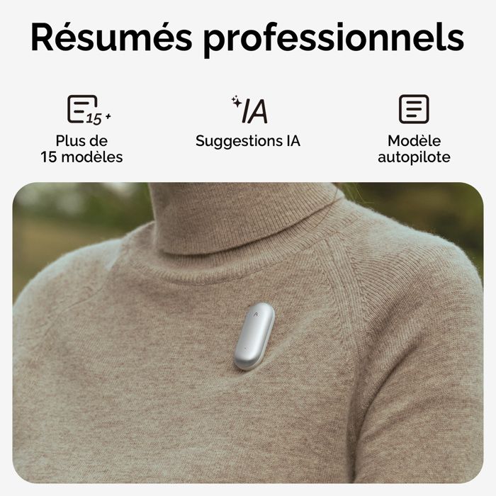 Kit Clip & Épingle Magnétique PLAUD NotePin - Accessoires Argent Pour Enregistreur Vocal IA