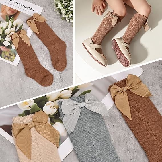 Chaussette enfant 5 paires chaussette haute pour bebe fille chaussette princesse en coton avec n ud papillon pour usage quotidien Cdiscount Sante Mieux vivre