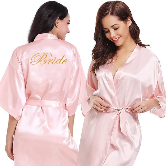 AJW M Taille Petite Peignoir Satin Femme Bride Robe de Chambre Mariee pour Chemise de Nuit Bride 607 Cdiscount Maison