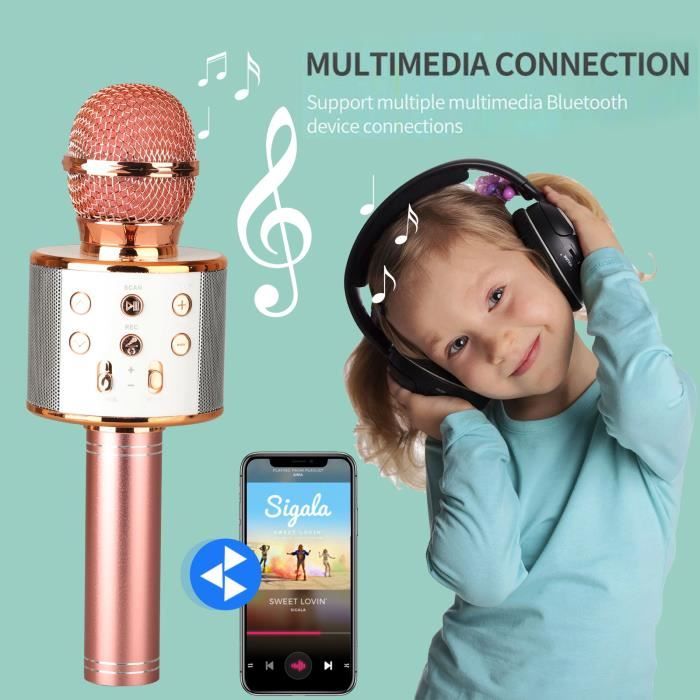 Microphone sans Fil Karaoké, Micro Karaoke Enfant avec Lumières LED de  Danse, Microphone Bluetooth pour Enfants Fille Garcon Or Rose - Cdiscount  Jeux - Jouets