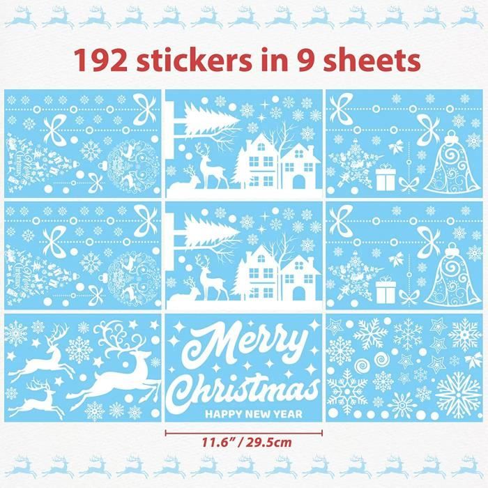 18 Stickers Noël Réutilisables Pour Fenêtres - Flocons De Neige Autocollants Décoratifs Hiver