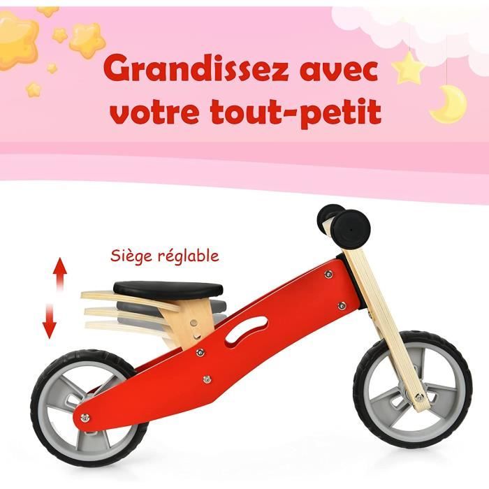 COSTWAY Draisiennes 3 en 1 avec Poignée de Poussée Réglable,Tricycle  Enfants avec Pédales Amovibles,Draisienne Vélo Évolutive Pliable,Cadeau  pour