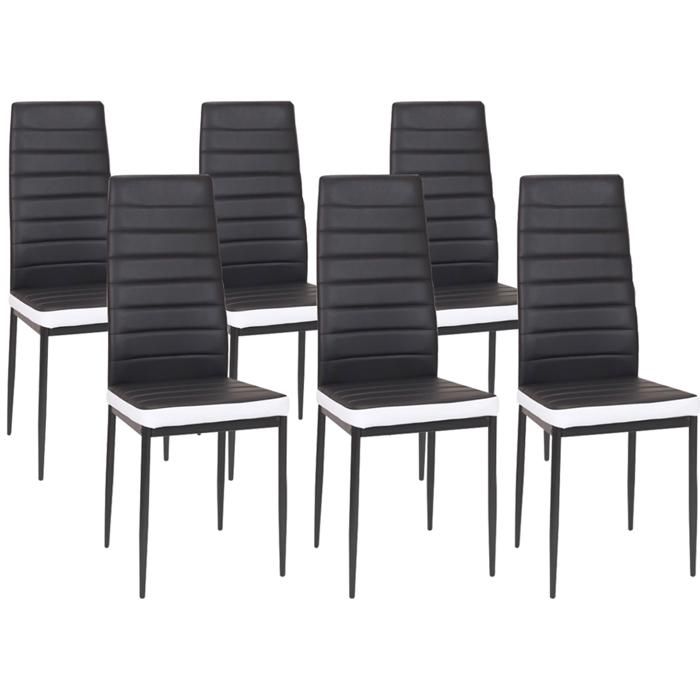 Ensemble de table à manger - QQMORA - DRG82788 - 1 table et 6 chaises - Noir et blanc - Verre