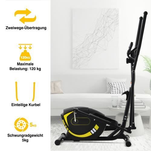 VELO ELLIPTIQUE 120 kg pour la maison avec 8 resistances avec poignees de frequence cardiaque JAUNE Cdiscount Sport