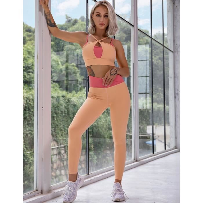 Ensemble de Yoga combinaison de Sport Sexy pour femmes vetements de Sport pour filles pantalon de Yoga Leggings Orange 4 C1 Blanc Cdiscount Sport