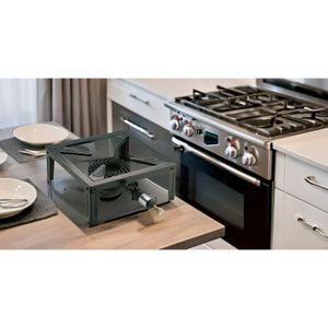 Brûleur à Gaz 3 Flammes 9.5kW - Diamètre 70cm Pour Paella, Marmite, Cuisine Extérieure - Noir