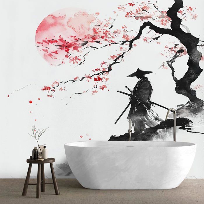 Feelacle Tapisserie Japonaise Samouraï De Style Japonais à Suspendre - Décoration De Fête Pour Chambre à Coucher, Salon, Dortoir - 150 X 100 Cm