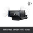 Webcam - Full HD 1080p - Logitech - C920S Pro - Microphone intégré - Noir-5