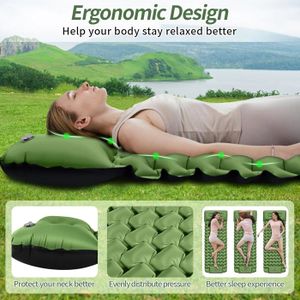 Matelas Gonflable - A27 - 2 Personnes - 123CM - Autogonflant - Confortable avec Oreiller