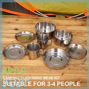 Kit d'ustensiles de cuisine de Camping, ensemble de cuisine en aluminium pour l'extérieur, bouilloire à eau, casserole, randonnée, pique-nique, équipement de table, bouilloire de 0.8 litres