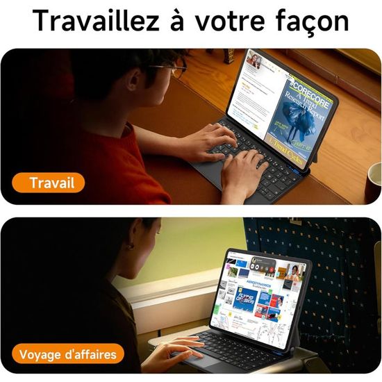 Étui Clavier Rétroéclairé Pour IPad 11e/10e Génération (2025/2022) - Clavier Espagnol Amovible, Rotation 360°, Rose - 7
