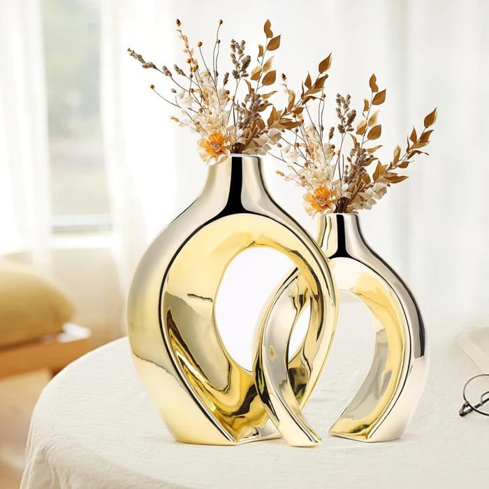 Nordik Lot De 4 Plantes De Bureau – Pots Géométriques Ronds Noirs – Parfait Pour La Salle De Bain, La Chambre à Coucher, La Décoration Esthétique – Fausse Plante En Céramique Pour