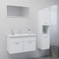 377Magasin•)Colonne de Salle de Bain Esthétiquement|Armoire de toilette Ensemble de meubles de salle de bain Blanc Aggloméré Mobilie-0