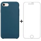 123 Coque de protection souple silicone Bleu Marine + Verre trempé pour iPhone SE 2022 5G 4.7" - Yuan Yuan