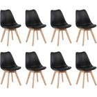 H.J WEDOO lot de 8 chaises de salle à manger design contemporain scandinave-Noir