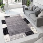 TAPISO Tapis Salon Poil Court DREAM Gris Rectangles 100% Polypropylène Intérieur 300x400 cm