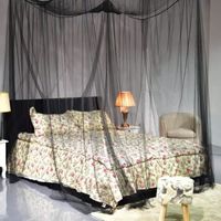 Moustiquaire - Baldaquin de lit à quatre poteaux d'angle - Queen size - Noir
