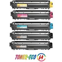 Pack de 5 Toners compatibles pour Brother DCP-9020cdw - Couleurs: Noir, Cyan, Magenta, Jaune