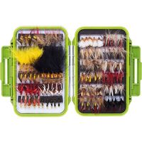 Zite Kit de pêche à la mouche - 120 leurres artificiels + boîte à mouches étanche - appâts de pêche à la truite