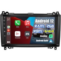 Junsun Autoradio Android 12 2Go+64Go pour Mercedes Benz Vito Viano Sprinter W639/Classe B W245/W169,Carplay Android Auto 9'' écran