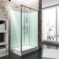 Cabine de douche intégrale 120x90 cm, cabine de douche complète rectangulaire, porte coulissante, ouverture vers la droite, Schulte