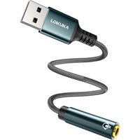 LOKUKA Adaptateur USB vers Jack 3,5 mm - Adaptateur auxiliaire vers USB - Carte Son Externe USB avec Adaptateur DAC aux USB Jack52