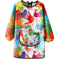 Tablier De Peinture Enfant Manches Longues - Imperméable Avec Poche - Pour Activités Scolaires Et Créatives - Taille 7-12 Ans