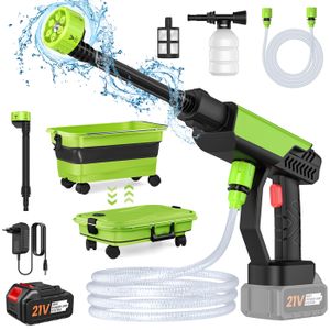 Nettoyeur Haute Pression Sans Fil à Batterie – 2 Batteries, 5 M De Tuyau, 8 M De Portée – Pour Voiture, Jardin, Terrasse