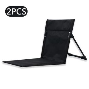 CHAISE DE CAMPING 2 pièces - Noir - Chaise pliante de camping en plein air, Chaise paresseuse simple, Dossier de pique-nique, C