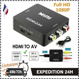 Adaptateur convertisseur audio vidéo 1080p RCA AV vers HDMI CVBS HYFAI pour  téléviseur PS3 PC DVD Xbox projecteur + câble HDMI gratuit