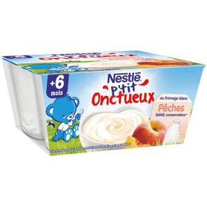DESSERT LACTÉ NESTLÉ P'tit Onctueux Fromage Blanc Pêches - 4x100