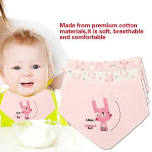 BAVOIR Bavoir bébé en coton confortable - ROKOO - Lapin - Rose - Double couche - 0 à 3 ans