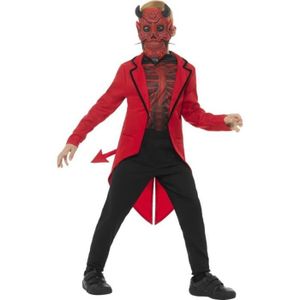 DIABLE Jour des Morts de luxe Diable Boy Costume, rouge, avec masque EVA, veste et Top - 45122M