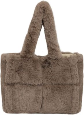 Sac Bandoulière Fourrure Douce Pour Femme - Grand Format Rétro Marron, Capacité Généreuse, Idéal Automne/hiver