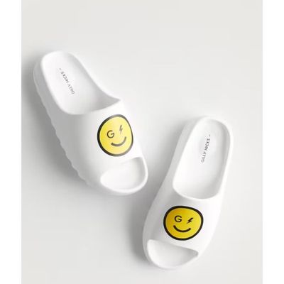 Claquettes HOLLISTER Logo Smiley Gilly Hicks Taille XS Blanc Adulte Synthetique Cdiscount Sport