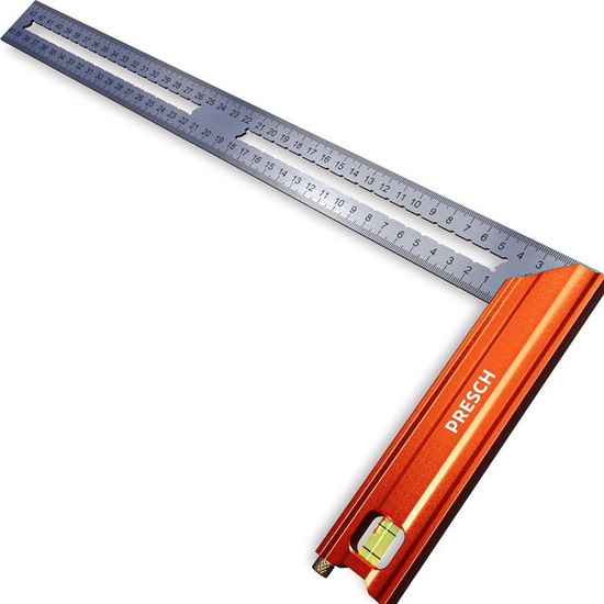 Presch Équerre de Menuisier 400mm - Grande - Avec jauge (40cm), niveau ...