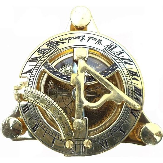 ANCIENNE BOUSSOLE VINTAGE en laiton cadran solaire nautique 3 avec